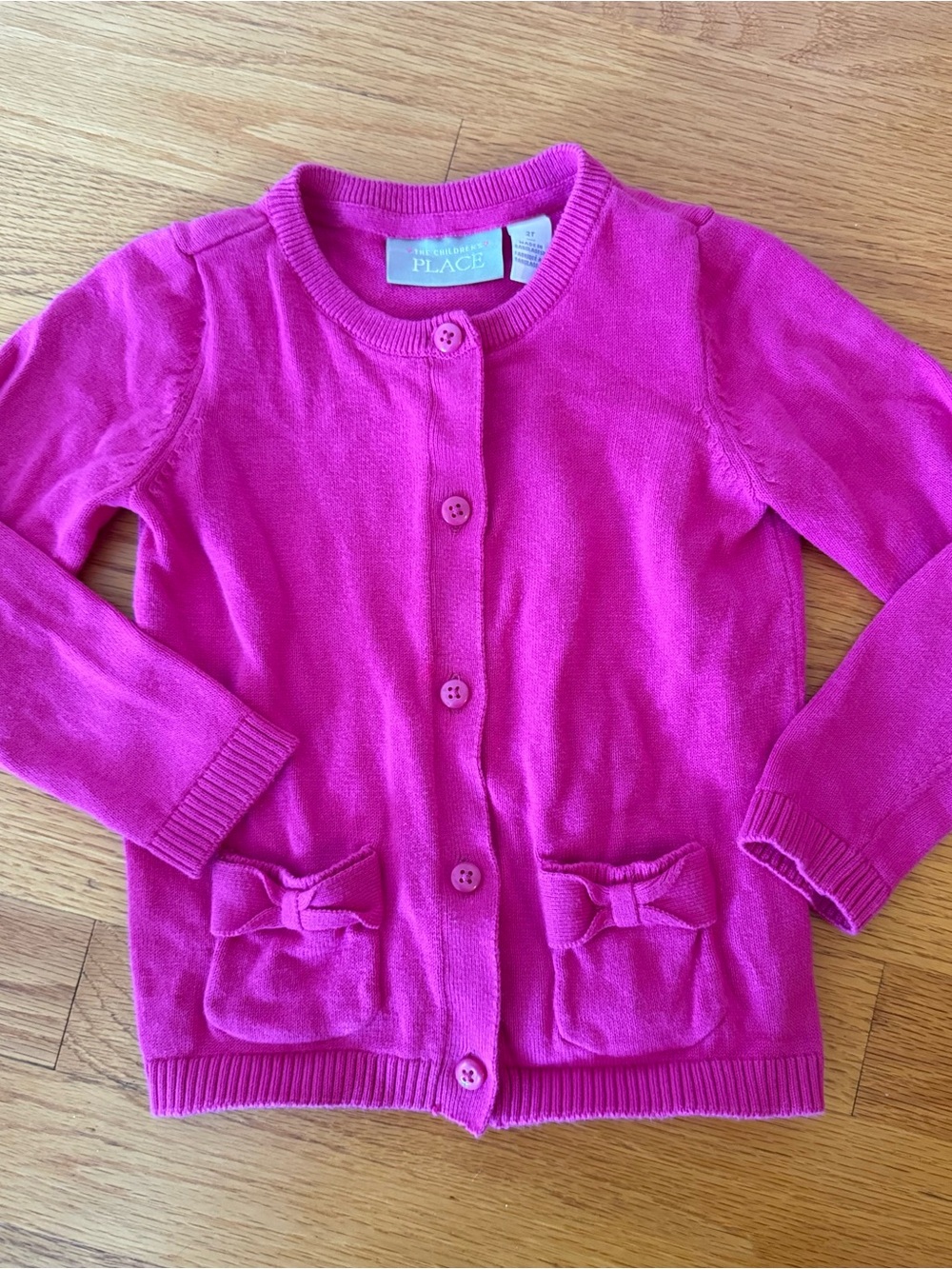 The Children’s Place Girls Bright Fuchsia Button Cardigan with Pockets